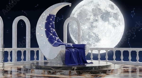 Obraz elegant design chair with moon background