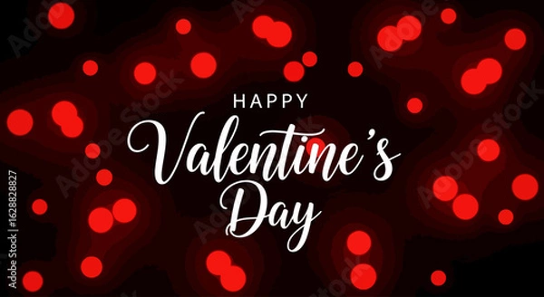 Fototapeta A vibrant red background with happy Valentine's day typography