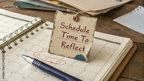 Obraz Schedule Time To Reflect Motivational Note on Calendar Desk Scene
