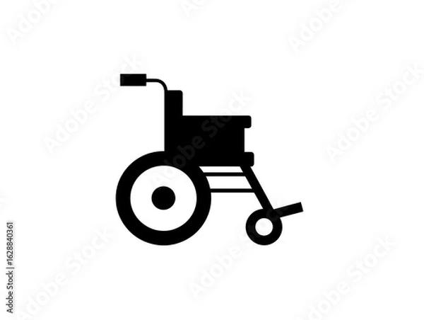 Fototapeta Simple black silhouette of wheelchair, symbolizing mobility and accessibility. This represents support for individuals with disabilities and promotes inclusivity