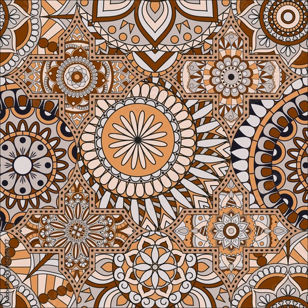 Fototapeta Patchwork pattern. Vintage decorative elements. Hand drawn background. Islam, Arabic, Indian, ottoman motifs. Perfect for printing on fabric or paper.