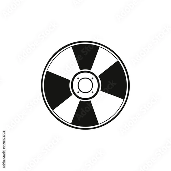 Fototapeta Simple Circle with Triangle Segments Black and White Graphic Illustration