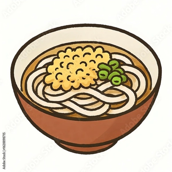 Fototapeta 手描き風たぬきうどん和風イラスト