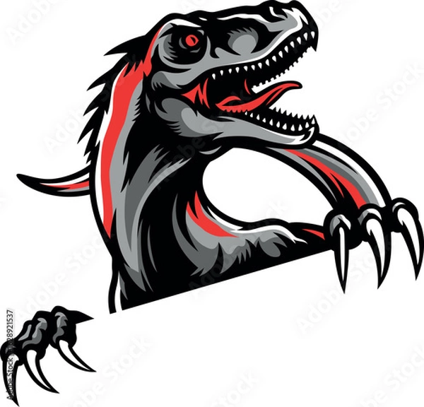 Obraz Aggressive Velociraptor Logo Template Design