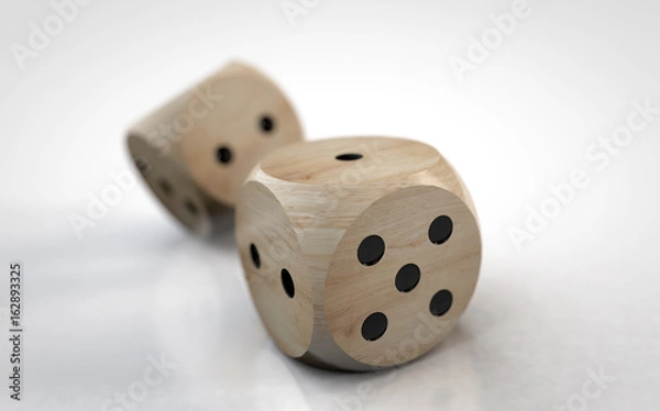 Fototapeta Rolling two dice on a white background.