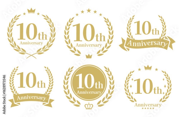 Obraz 10周年記念、アニバーサリーのロゴベクターイラストセット