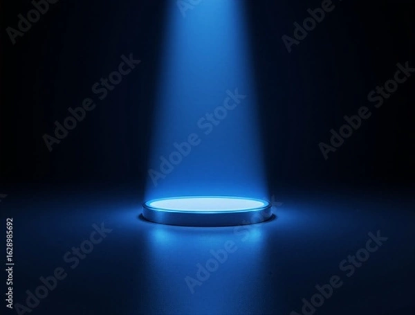 Fototapeta 3d digital podium: futuristic neon glow cylinder pedestal mockup for product display | product display, showcase, exhibition, modern, science fiction theme