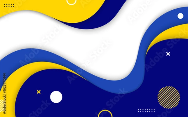 Obraz Modern Abstract Blue Yellow Wave Background for Business and Presentation Design, Illustration vector 10 eps.