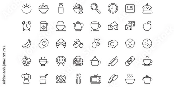 Fototapeta A hand drawn set of vector letters and web icons for a business illustration of home, kitchen and fruit items