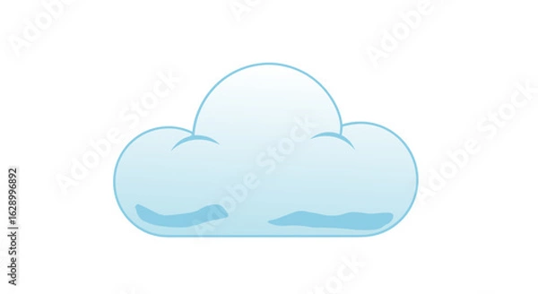 Fototapeta Simple Blue Cloud Illustration on White Background for Weather and Nature Related Designs