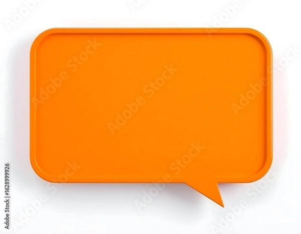 Fototapeta A vibrant orange, speech bubble, rendered in 3D, against a stark white background