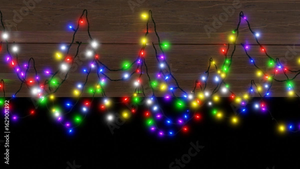 Fototapeta String of colorful holiday lights, Christmas decoration lights with 3D rendering image.