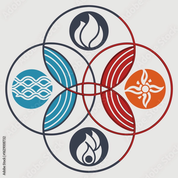 Fototapeta Abstract Four Elements Symbol with Overlapping Circles