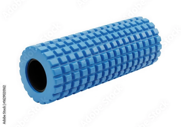 Obraz Blue textured foam roller for muscle massage and physical therapy isolated on transparent background