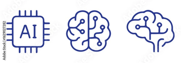 Fototapeta Artificial intelligence AI processor chip vector icon symbol. AI system icon illustration vector