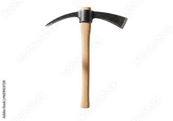 Obraz Traditional pickaxe with a wooden handle isolated on transparent background