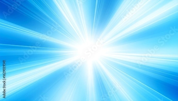 Fototapeta Abstract light rays emanating from a central white point, radiating outwards in a burst pattern across a blue background