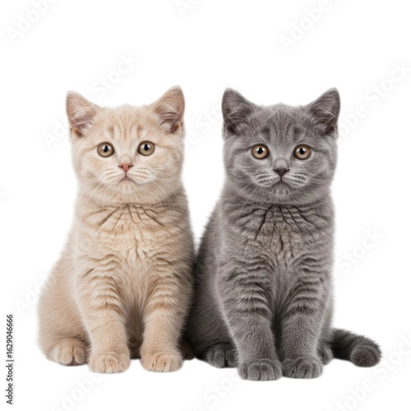 Obraz Two cute kittens sitting and looking at the camera isolated on transparent background