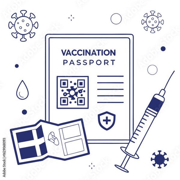 Obraz Vaccination certificate or passport concept vector generated by ai