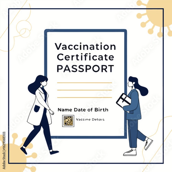 Obraz Vaccination certificate or passport concept vector generated by ai