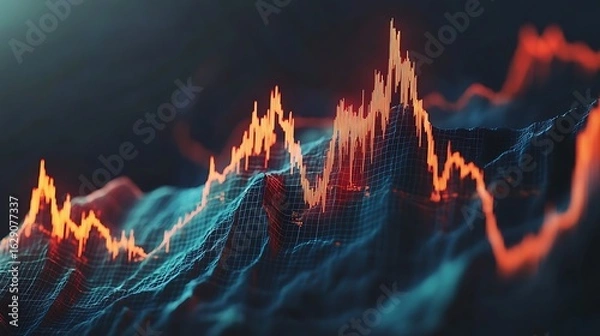 Fototapeta Financial data visualization terrain graph