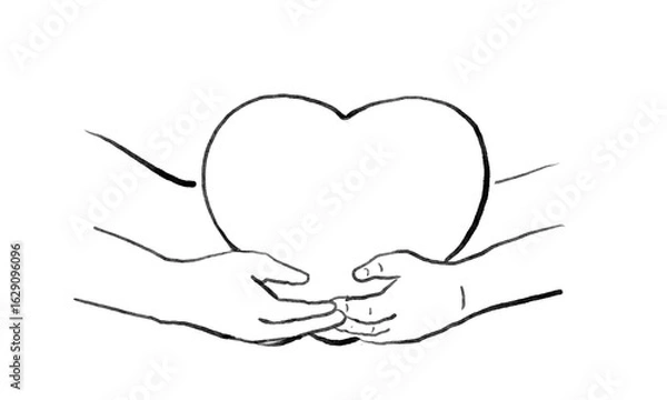 Obraz プレゼントを受け取る老人と若者の手のイラスト