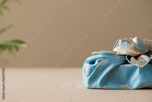 Fototapeta 한국의 명절과 기념일을 위한 재사용 가능한 수제 보자기 선물 포장.