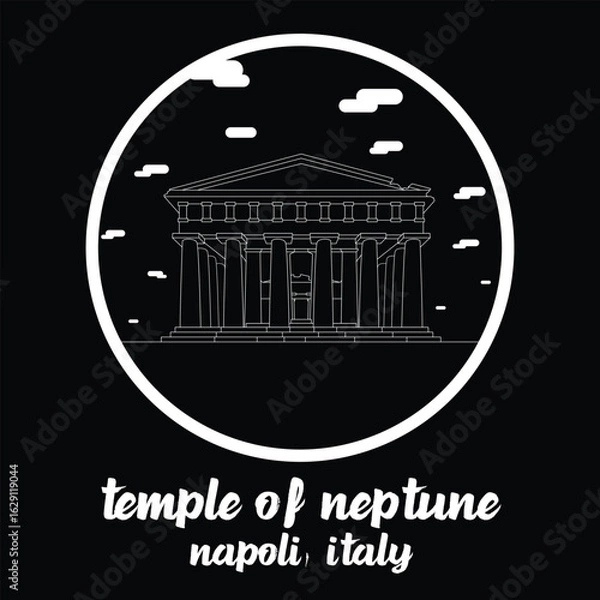 Obraz Circle Icon Temple of Neptune. Vector illustration