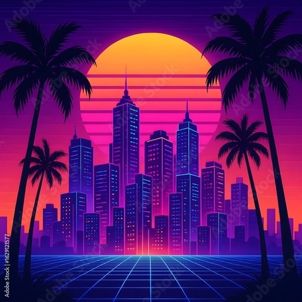 Obraz miami skyline at sunset