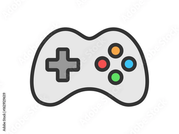 Fototapeta ホビーの、テレビゲームのアイコン（線画カラー）のイラスト