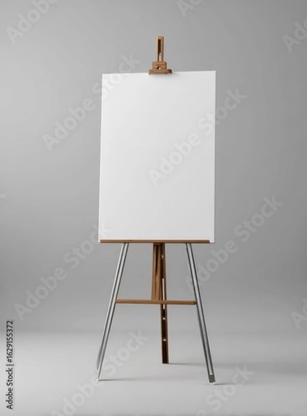 Fototapeta Clean Blank White Canvas on Modern Easel, Ready for Artistic Expression in a Bright Studio