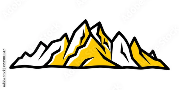 Fototapeta Simple black and white mountain silhouette, ideal for logos or branding vector art design