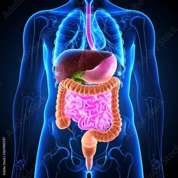 Obraz Human digestive system, anatomical illustration
