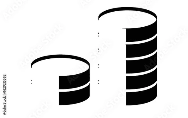 Fototapeta Two black cylindrical columns on white background cylinder