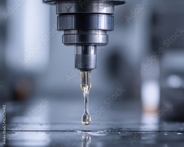 Fototapeta Lubricant drop from industrial machine