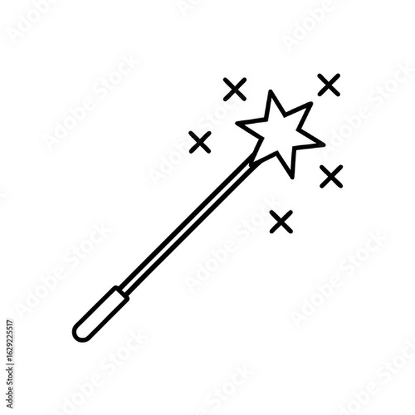 Fototapeta magic wand with sparkles icon vector