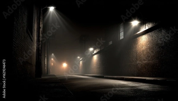 Obraz Misty alleyway at night