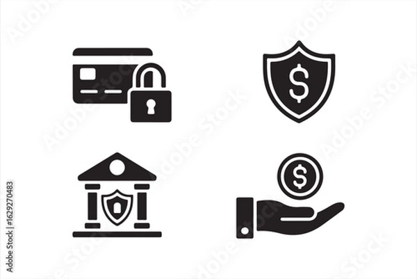 Fototapeta Flat Design Icons for Safe Online Transactions and Financial Trust