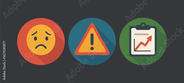 Obraz Emotion, Warning, and Report Icons Set – Flat Vector Design