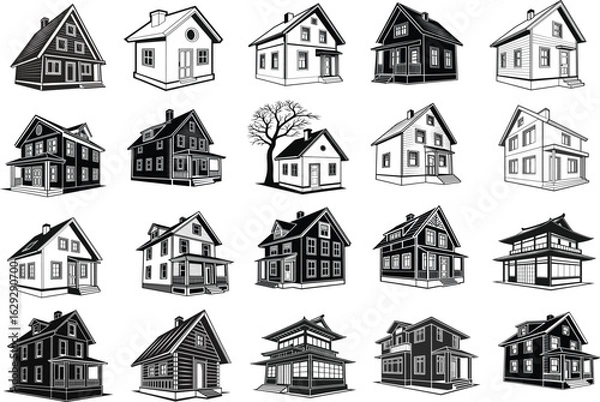 Obraz Set of Houses - Silhouette