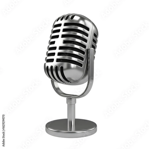 Fototapeta Classic vintage silver microphone isolated on transparent background
