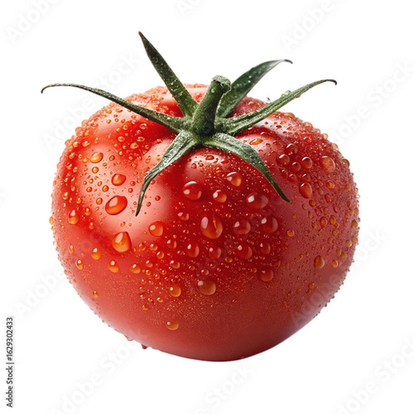 Obraz Ai generated image of fresh tomato with water drops isolated on transparent background