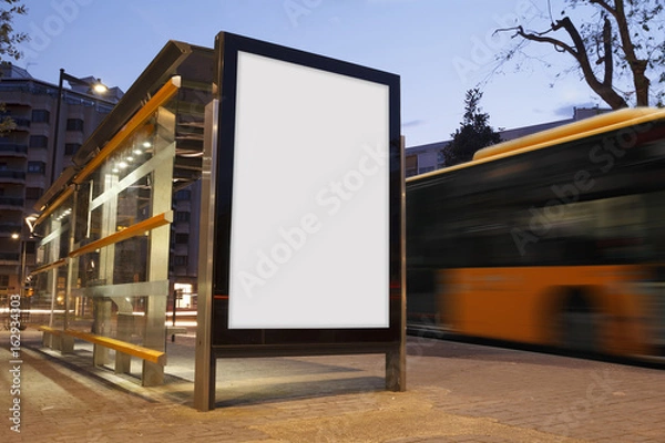 Fototapeta Pusta reklama na przystanku autobusowym