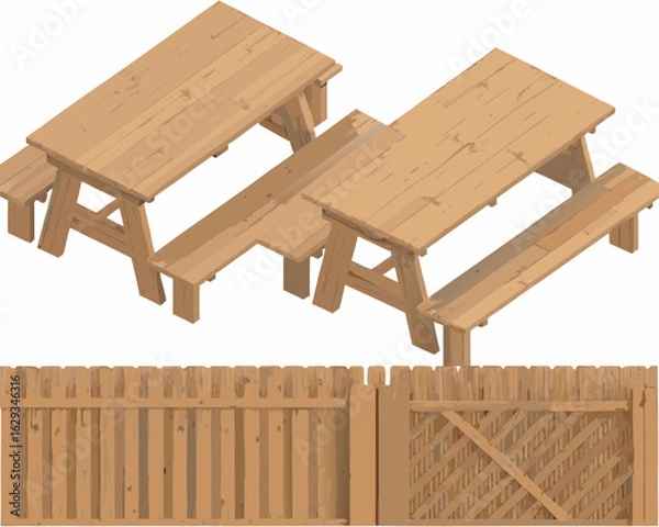 Fototapeta wooden fence isolated on white