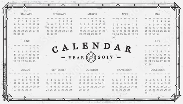 Obraz 2017 Calendar. Abstract. Week Starts from Sunday. Vector illustration. Print Ready