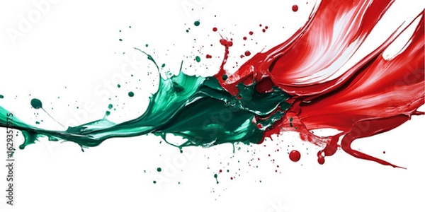 Obraz Emerald and ruby glossy paint blobs abstract color liquid design transparent background