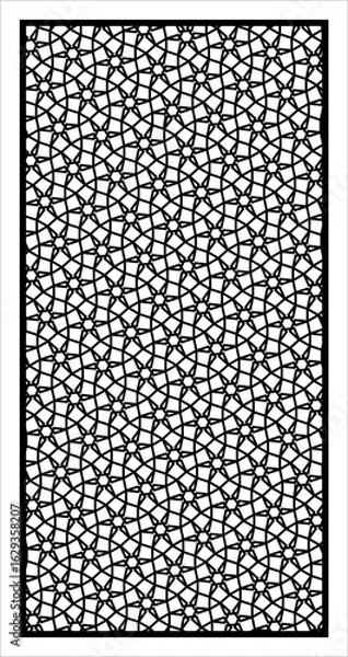 Fototapeta Islamic Geometric Jali Pattern Design | Black Line Art for CNC & Decor