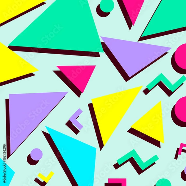 Fototapeta Retro vintage 80s or 90s fashion style abstract pattern background. Good for textile fabric design, wrapping paper and website wallpapers. Vector illustration.