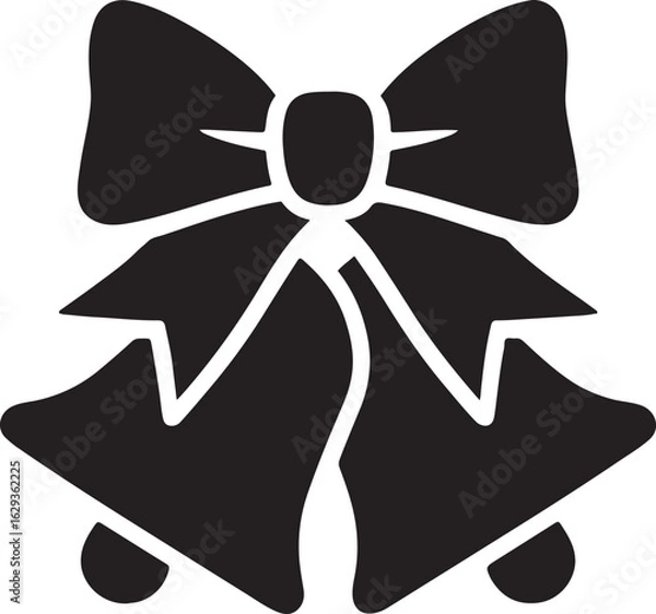 Fototapeta Silhouette vector of Christmas bells with ribbon, perfect for festive decorations, greeting cards, and holiday themes.