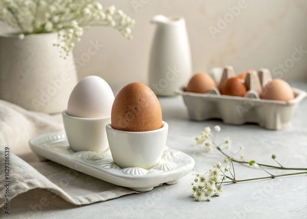 Obraz Minimal Egg Holder with Soft Tone Setup